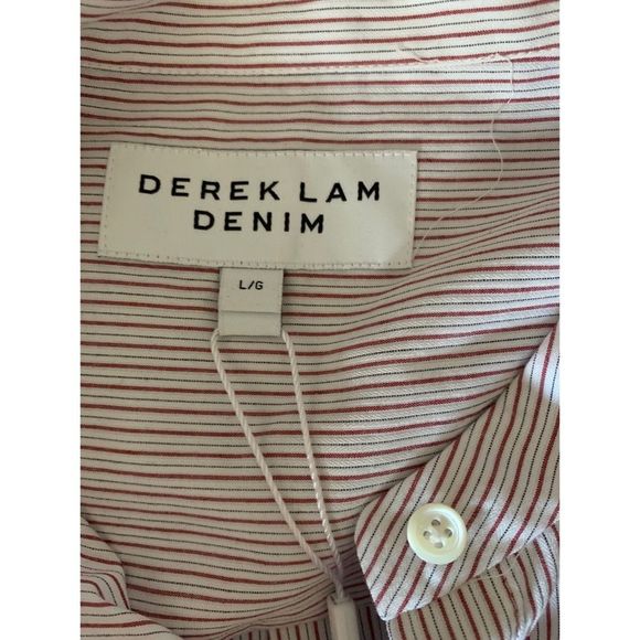 Derek Lam 10 Crosby Striped LS Ruffle B-F Shirt L - Picture 4 of 8